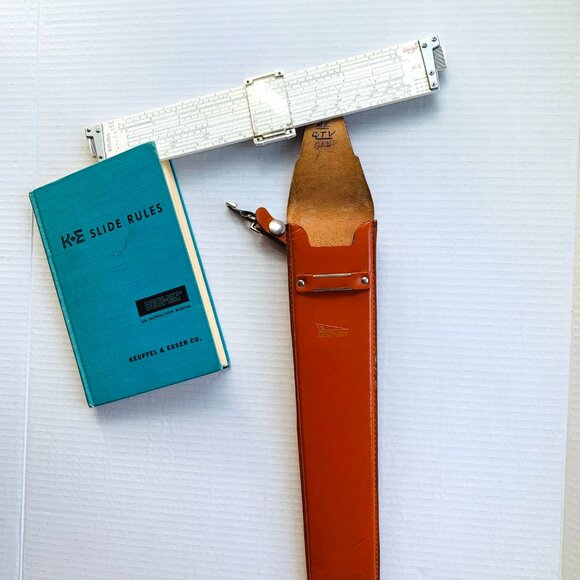 Vntg 1960's KEUFFEL & ESSER K+E DECI-LON Slide Rule 68-1100 Case Manual - Picture 7 of 9